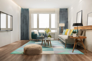 Inspirasi Desain Ruang Tamu Elegan dengan Lantai Keramik Bermotif Kayu